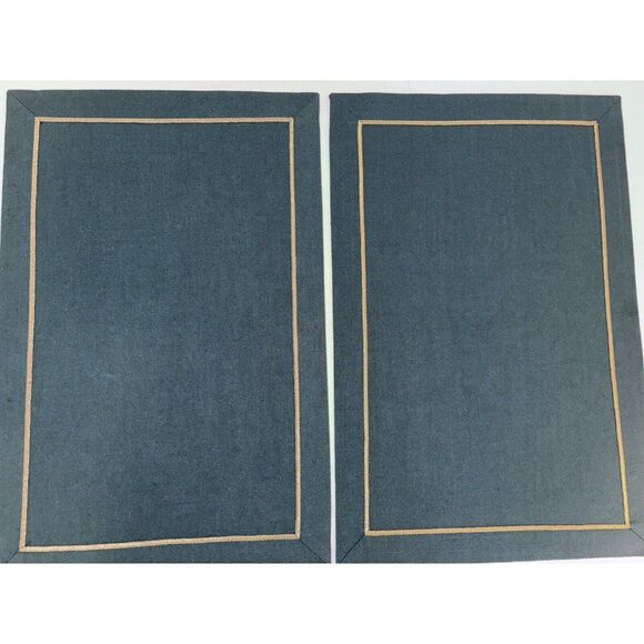 Rose Tree Forest Green Placemats With Gold Embroidery Set of 6 - Picture 3 of 6